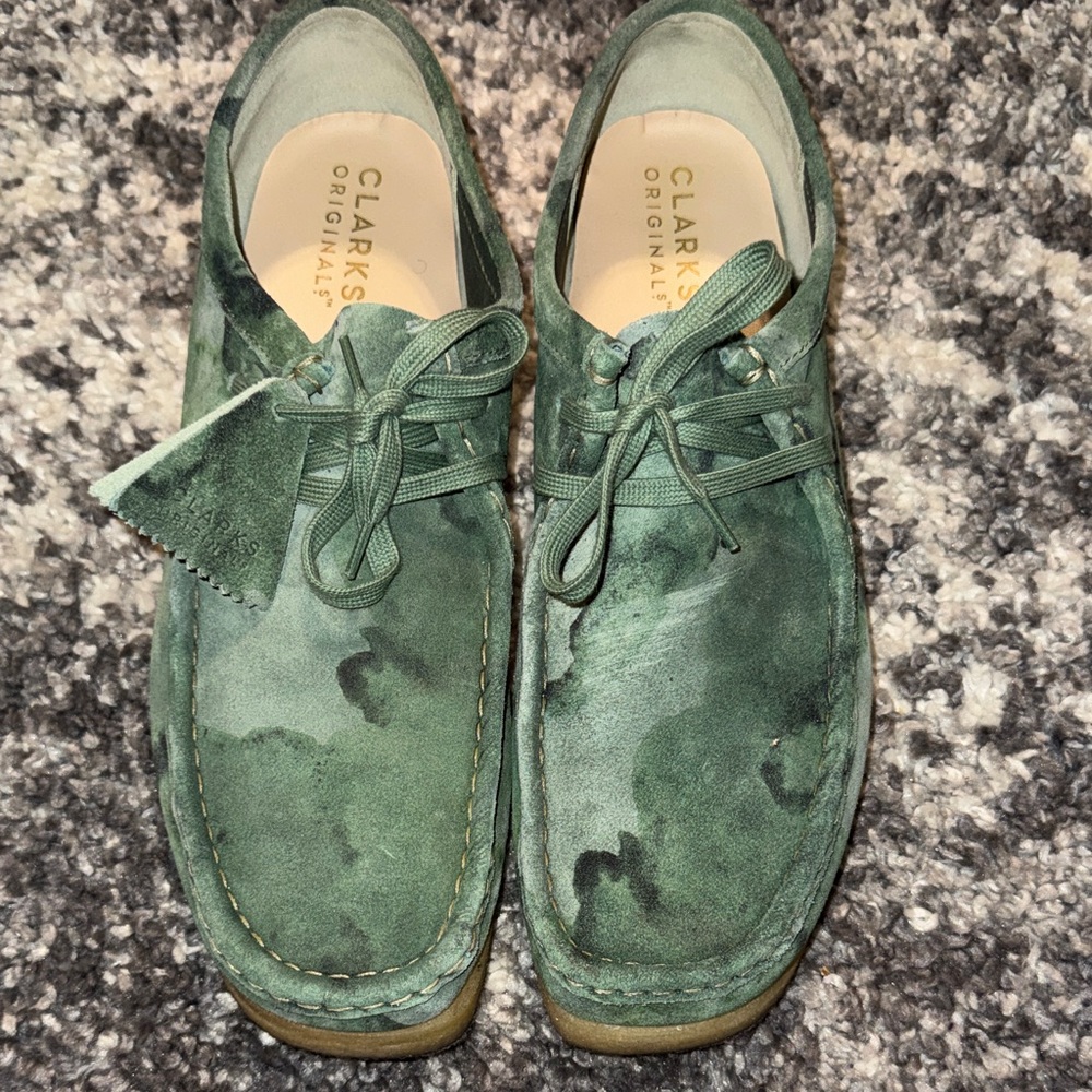 Clarks Men's Green Camouflage Suede Loafers